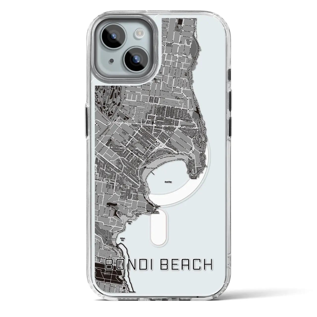 【ボンダイビーチ(オーストラリア)】地図柄iPhoneケース(MagSafeタイプ)