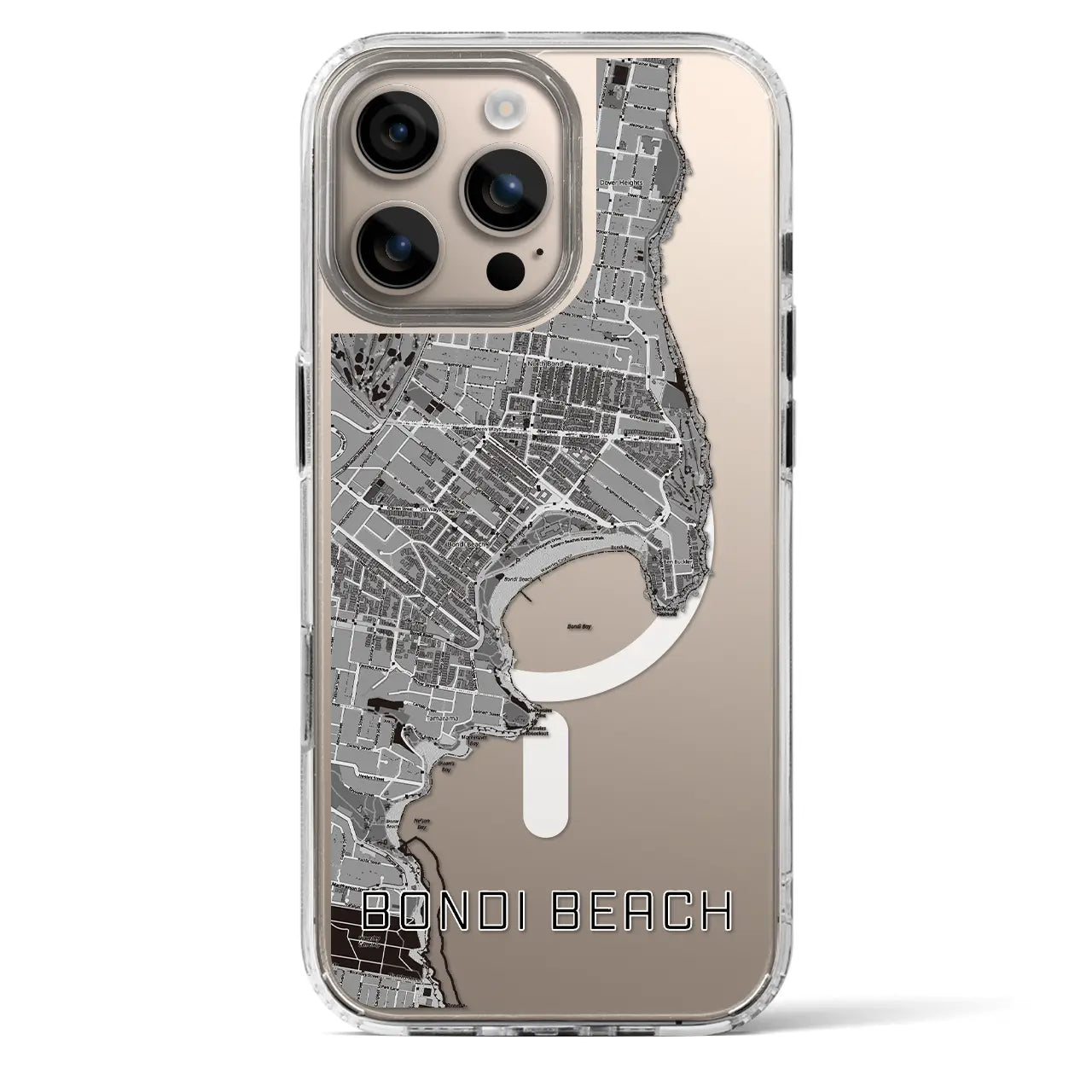 【ボンダイビーチ(オーストラリア)】地図柄iPhoneケース(MagSafeタイプ)