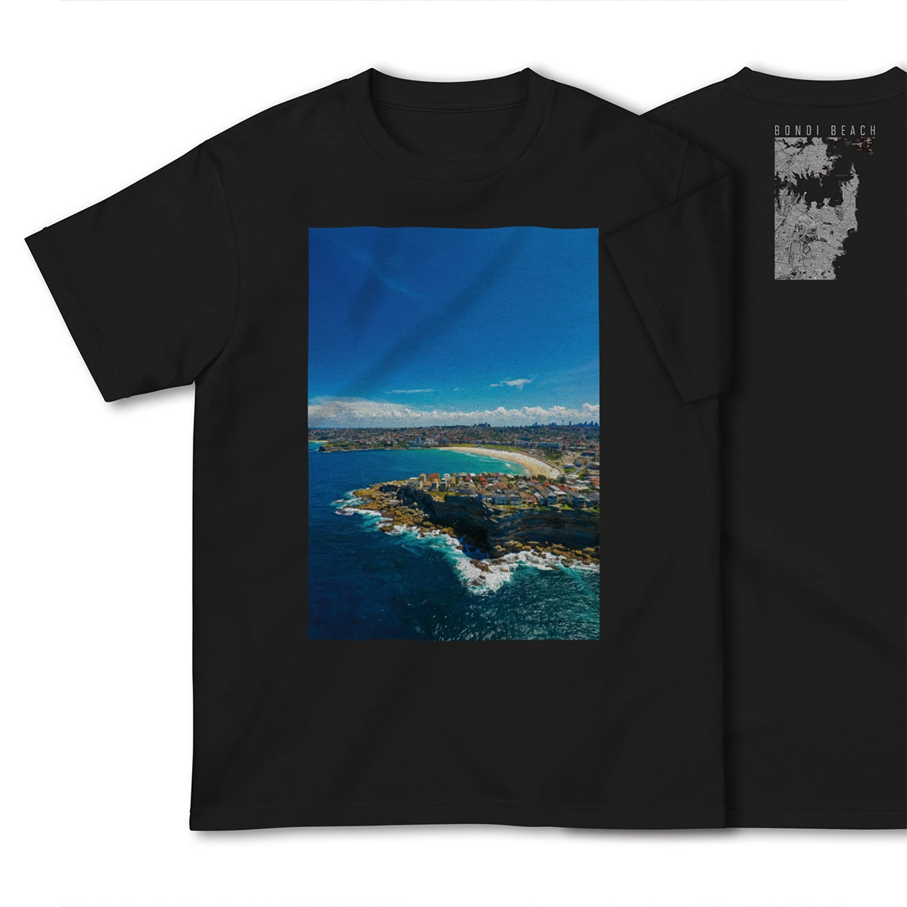 【ボンダイビーチ(オーストラリア)】Map World ハイクオリティTシャツ