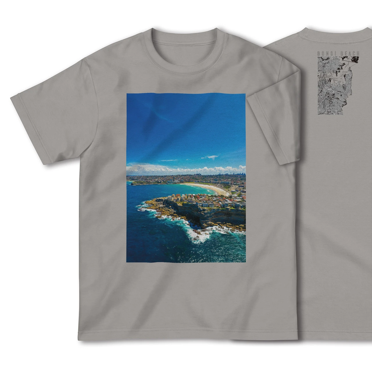 【ボンダイビーチ(オーストラリア)】Map World ハイクオリティTシャツ