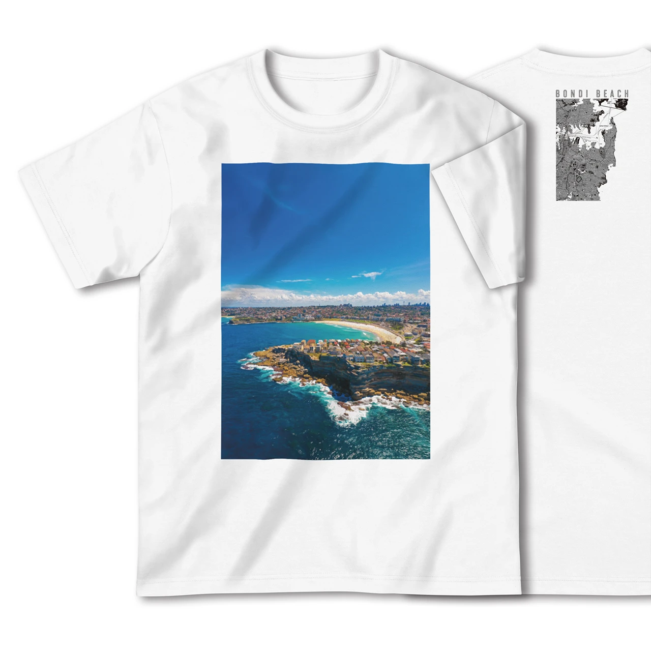 【ボンダイビーチ(オーストラリア)】Map World ハイクオリティTシャツ