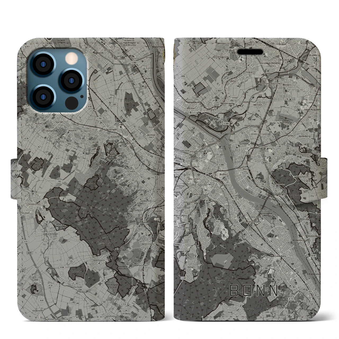 【ボン(ドイツ)】地図柄iPhoneケース(手帳タイプ)