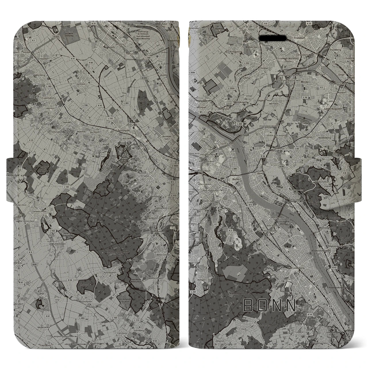 【ボン(ドイツ)】地図柄iPhoneケース(手帳タイプ)