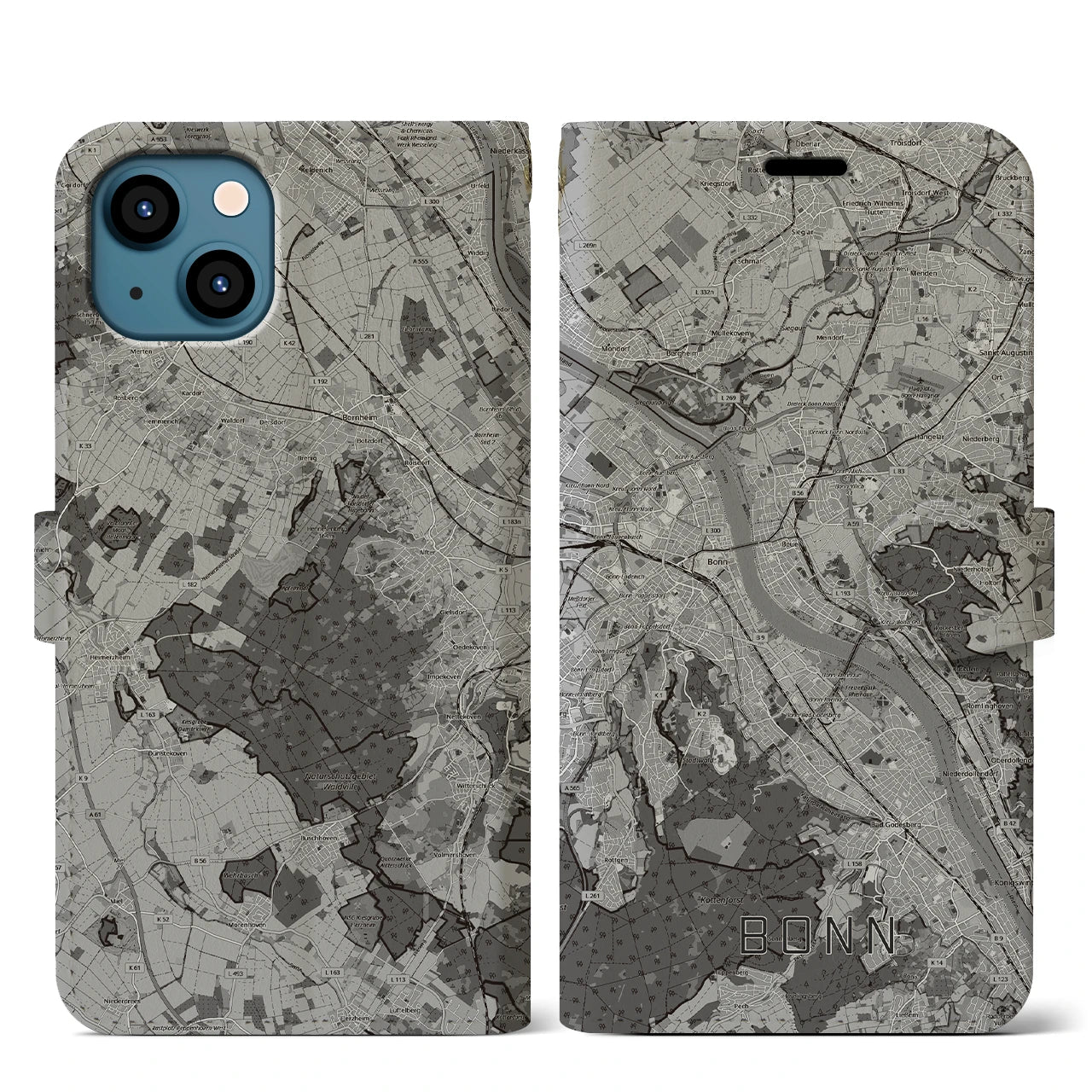 【ボン(ドイツ)】地図柄iPhoneケース(手帳タイプ)