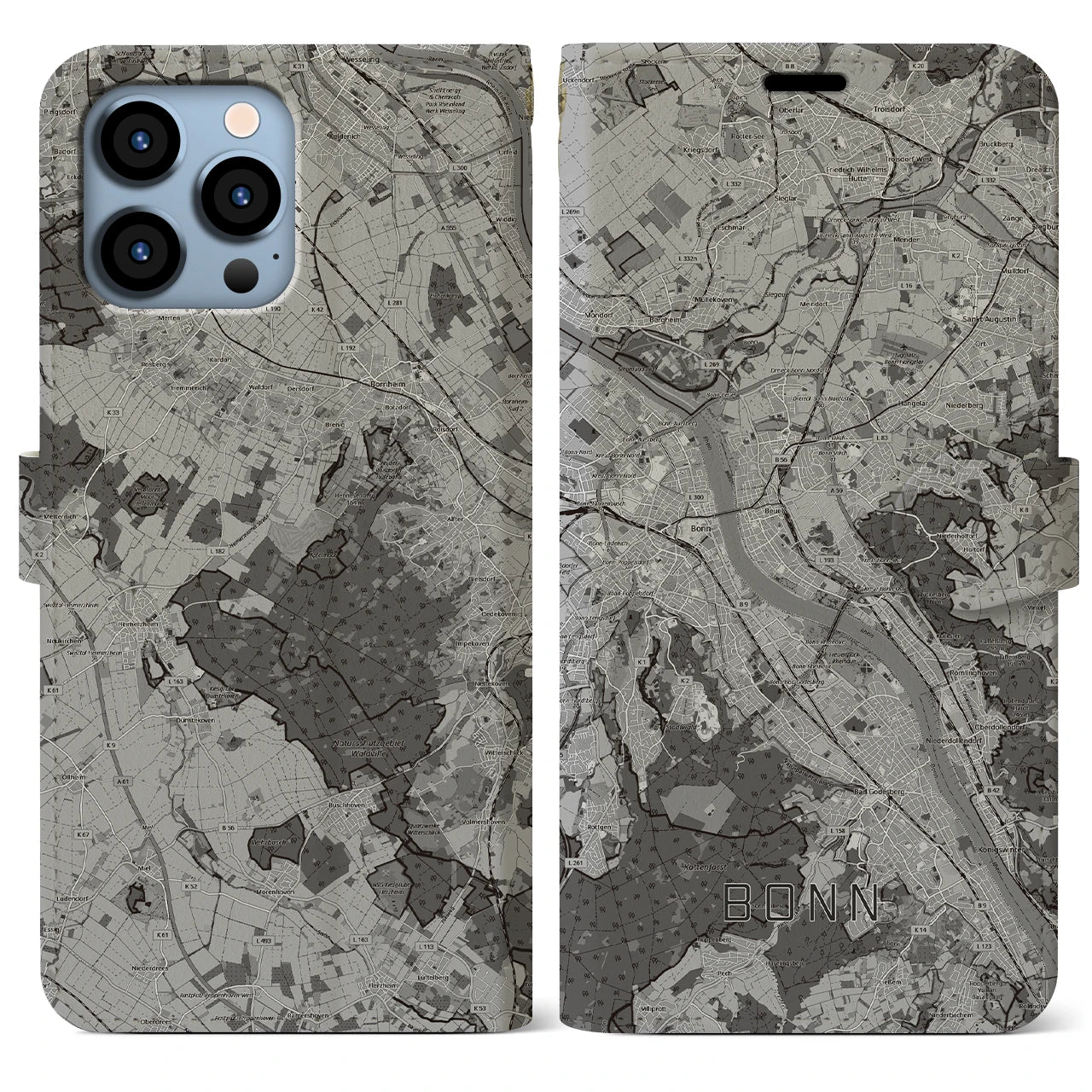 【ボン(ドイツ)】地図柄iPhoneケース(手帳タイプ)