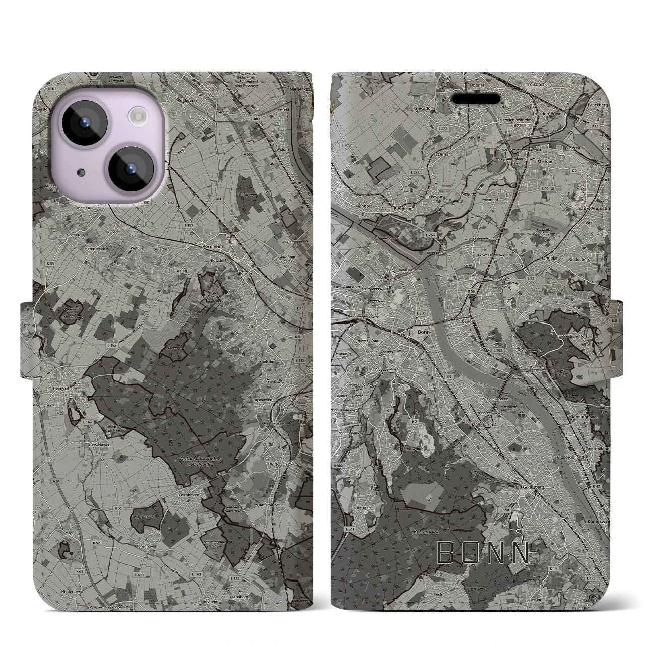 【ボン(ドイツ)】地図柄iPhoneケース(手帳タイプ)