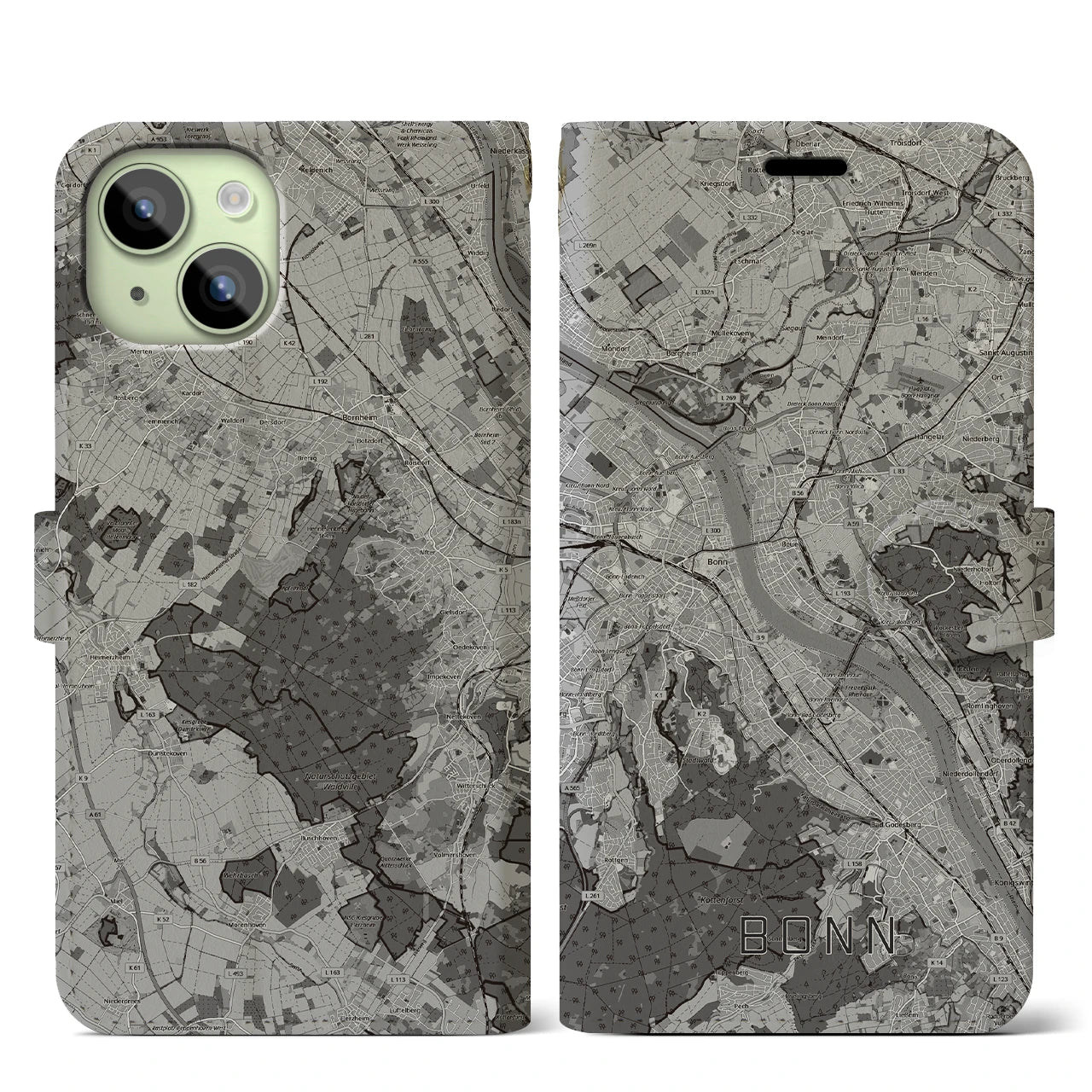 【ボン(ドイツ)】地図柄iPhoneケース(手帳タイプ)