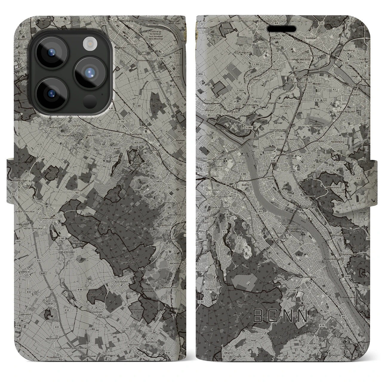 【ボン(ドイツ)】地図柄iPhoneケース(手帳タイプ)