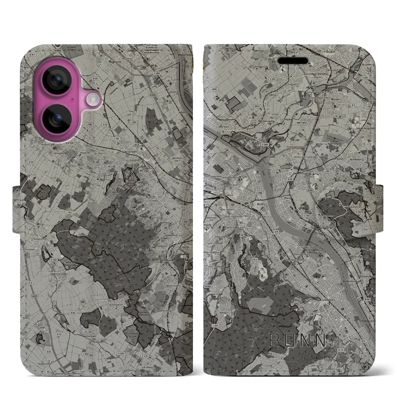 【ボン(ドイツ)】地図柄iPhoneケース(手帳タイプ)