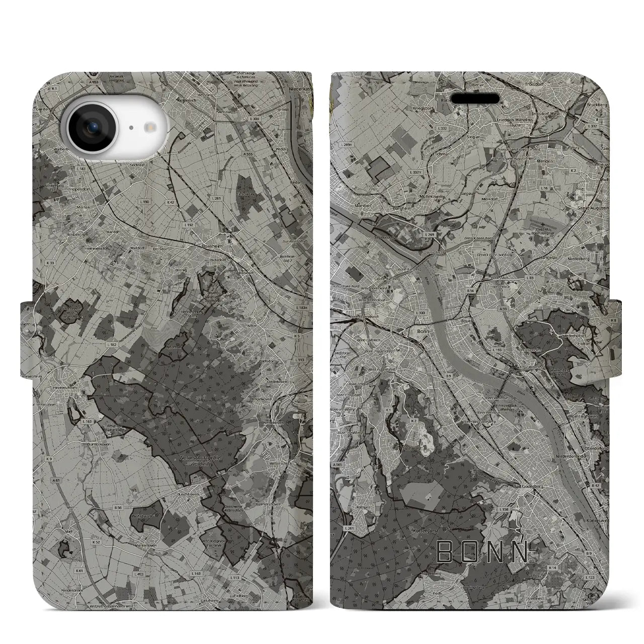 【ボン(ドイツ)】地図柄iPhoneケース(手帳タイプ)