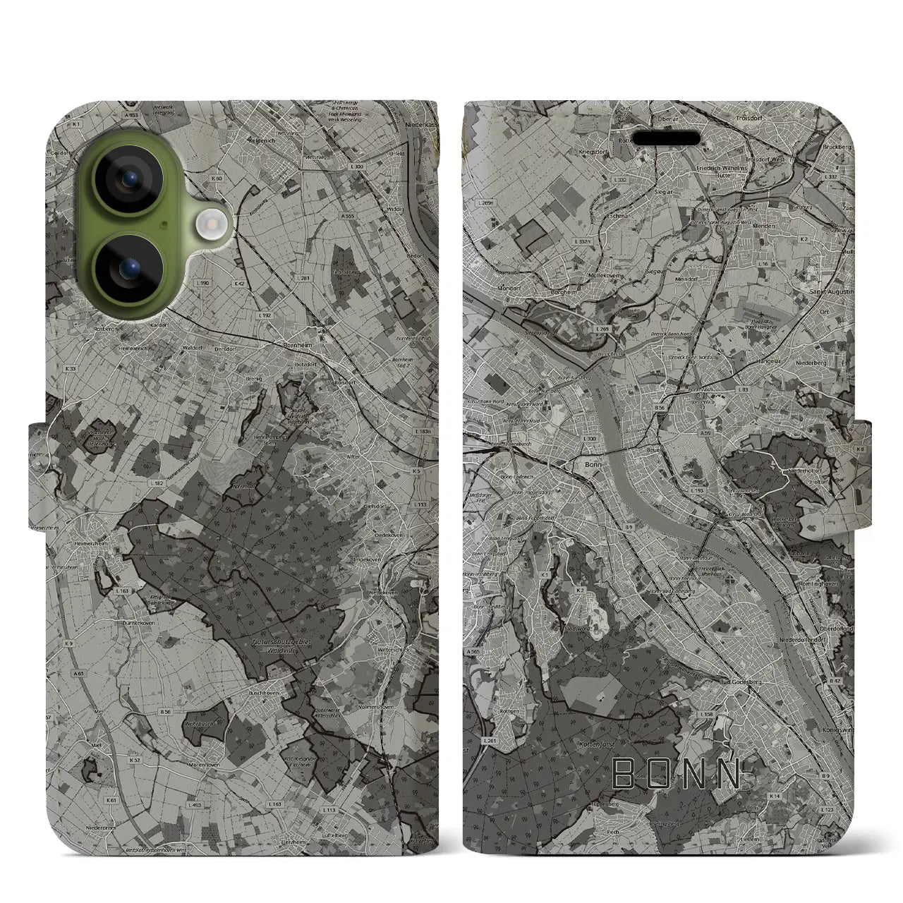 【ボン(ドイツ)】地図柄iPhoneケース(手帳タイプ)