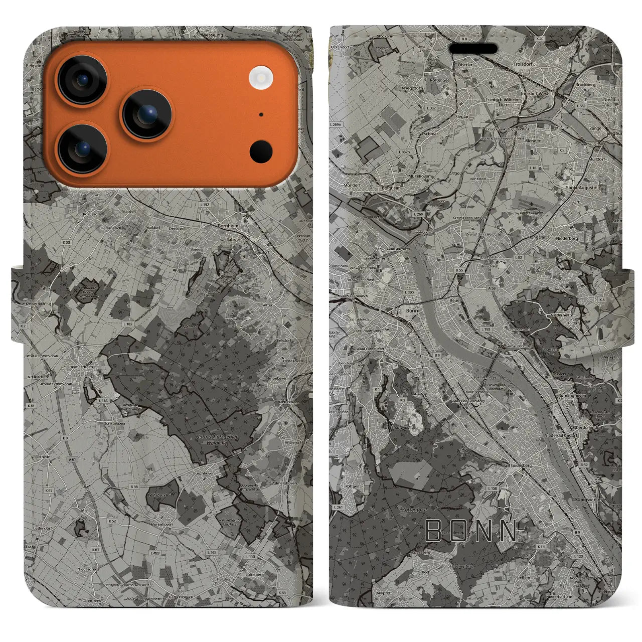 【ボン(ドイツ)】地図柄iPhoneケース(手帳タイプ)