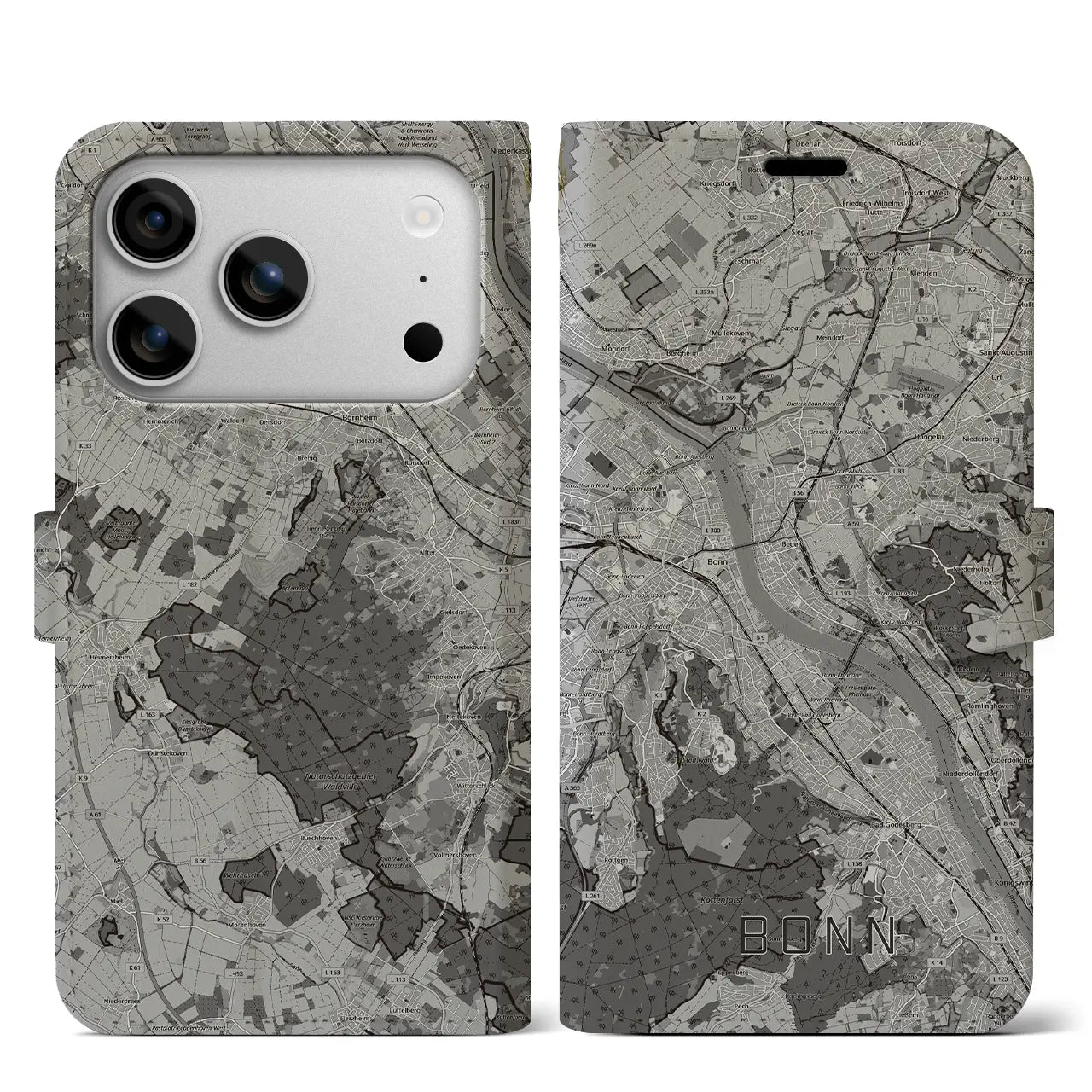【ボン(ドイツ)】地図柄iPhoneケース(手帳タイプ)