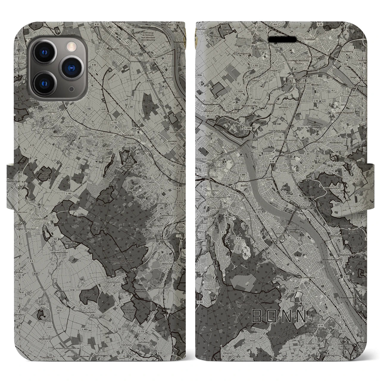 【ボン(ドイツ)】地図柄iPhoneケース(手帳タイプ)