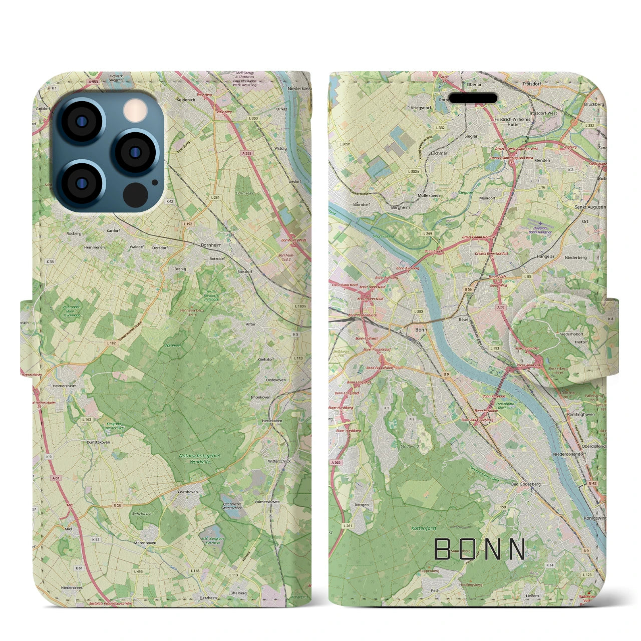 【ボン(ドイツ)】地図柄iPhoneケース(手帳タイプ)