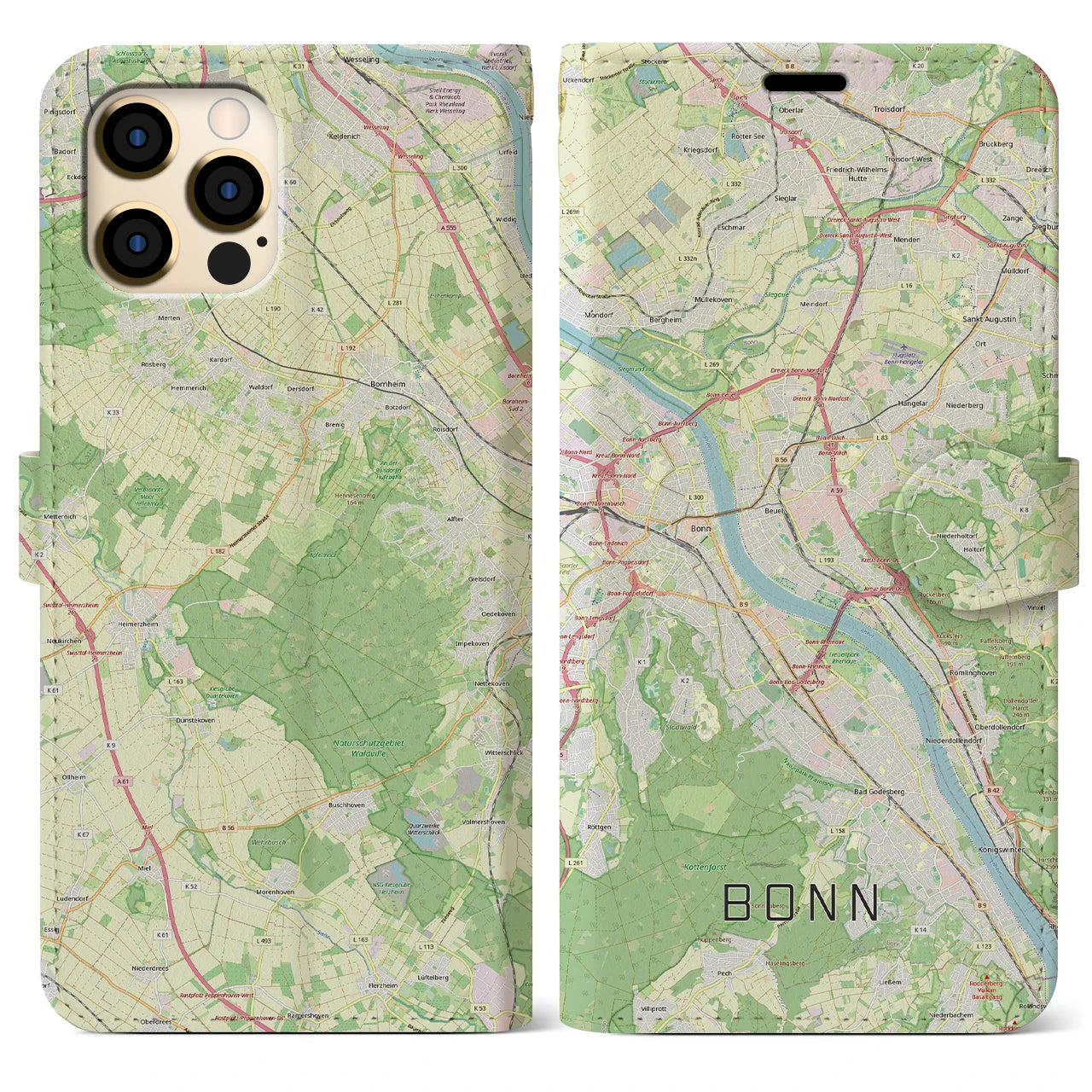 【ボン(ドイツ)】地図柄iPhoneケース(手帳タイプ)