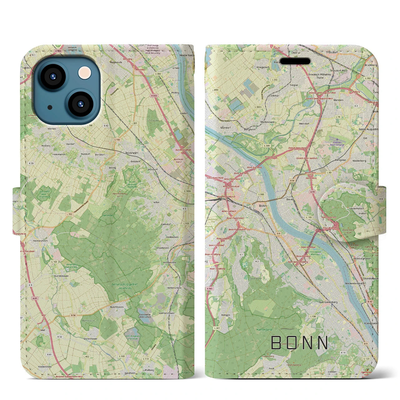 【ボン(ドイツ)】地図柄iPhoneケース(手帳タイプ)