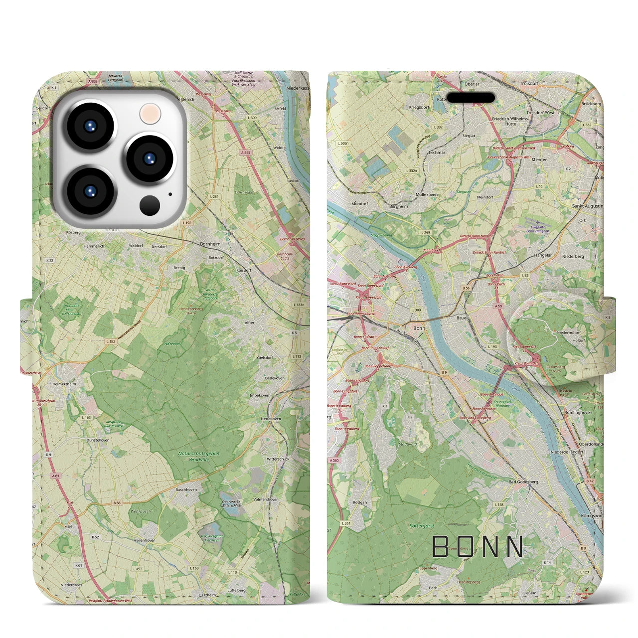 【ボン(ドイツ)】地図柄iPhoneケース(手帳タイプ)