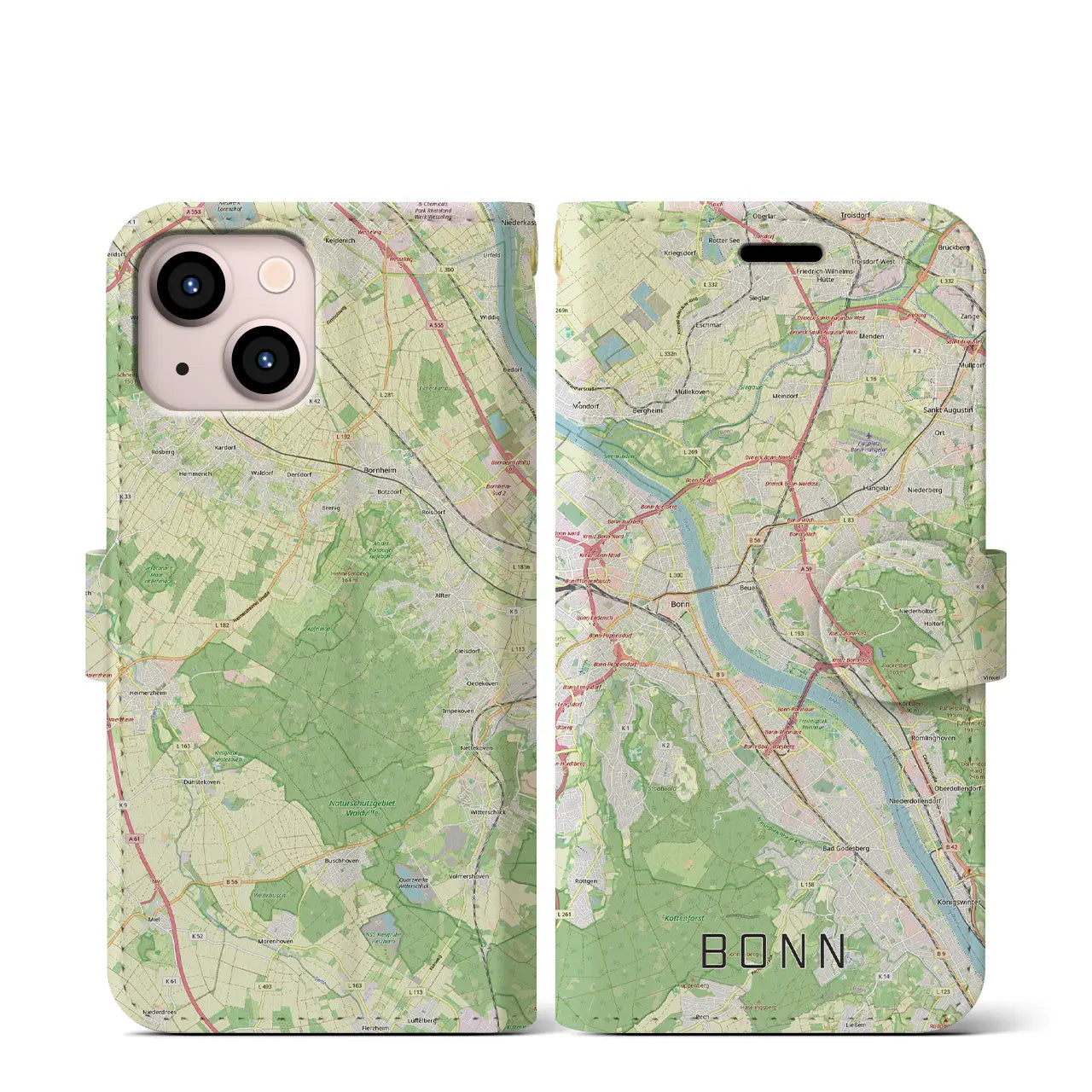 【ボン(ドイツ)】地図柄iPhoneケース(手帳タイプ)
