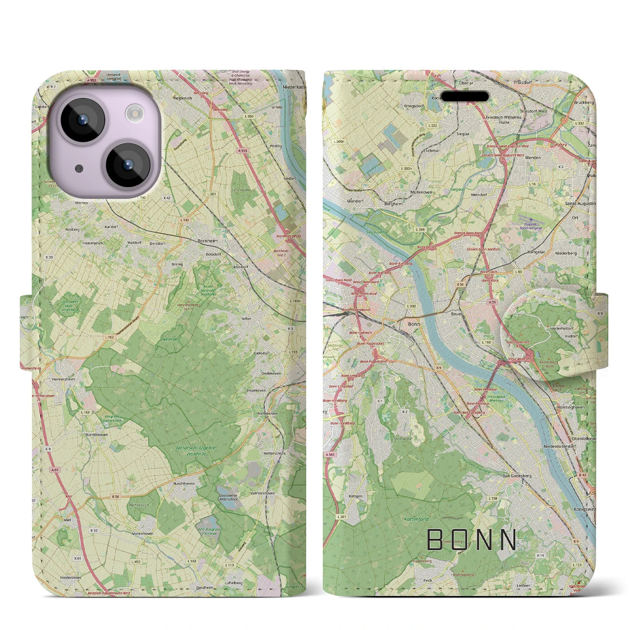 【ボン(ドイツ)】地図柄iPhoneケース(手帳タイプ)