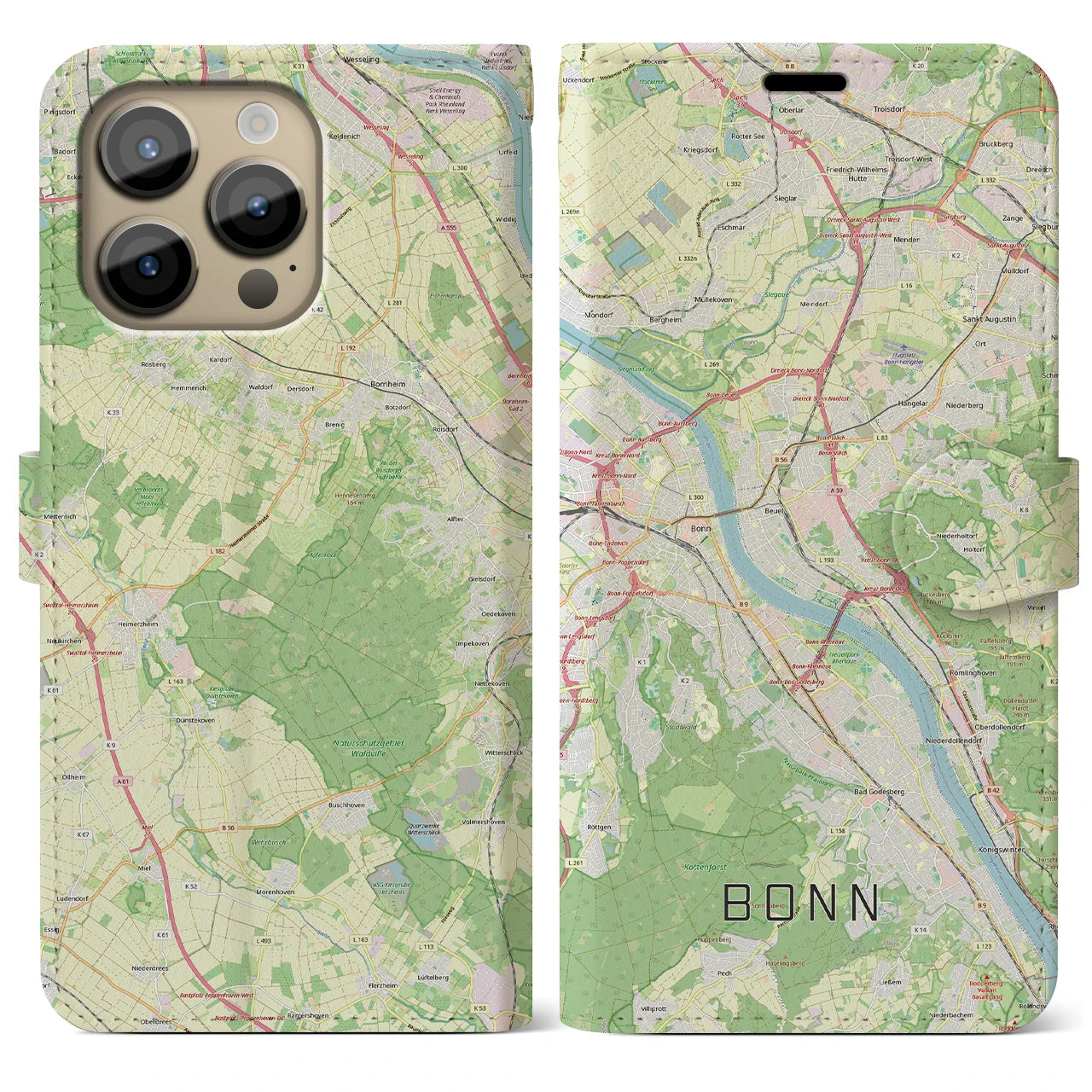 【ボン(ドイツ)】地図柄iPhoneケース(手帳タイプ)