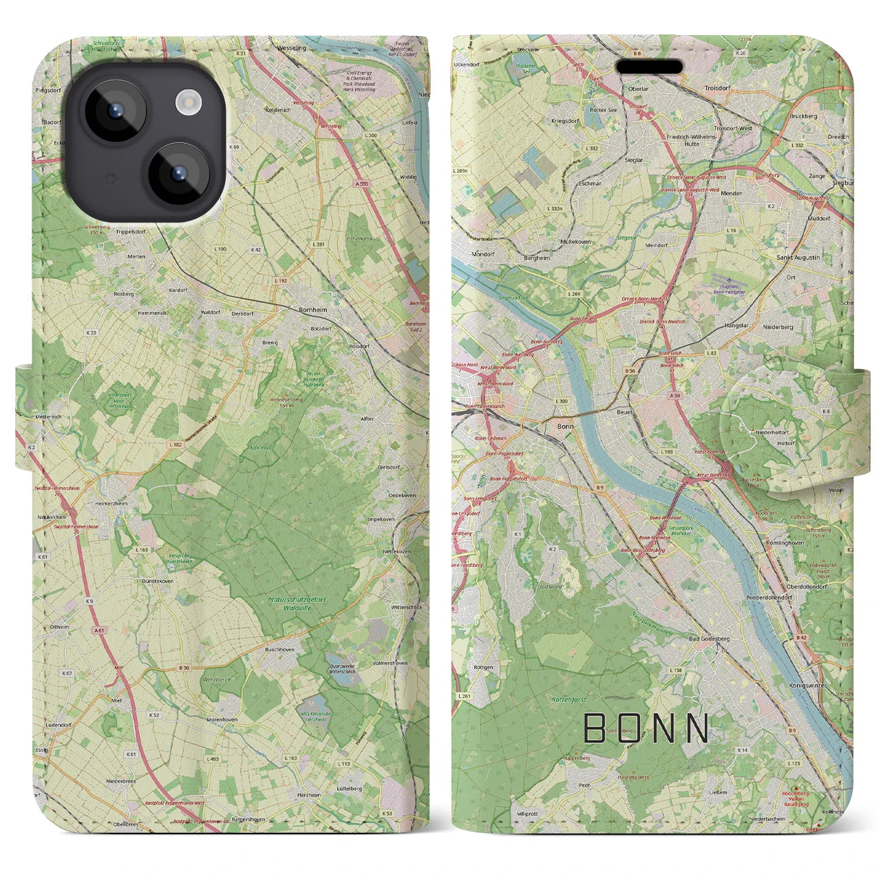 【ボン(ドイツ)】地図柄iPhoneケース(手帳タイプ)