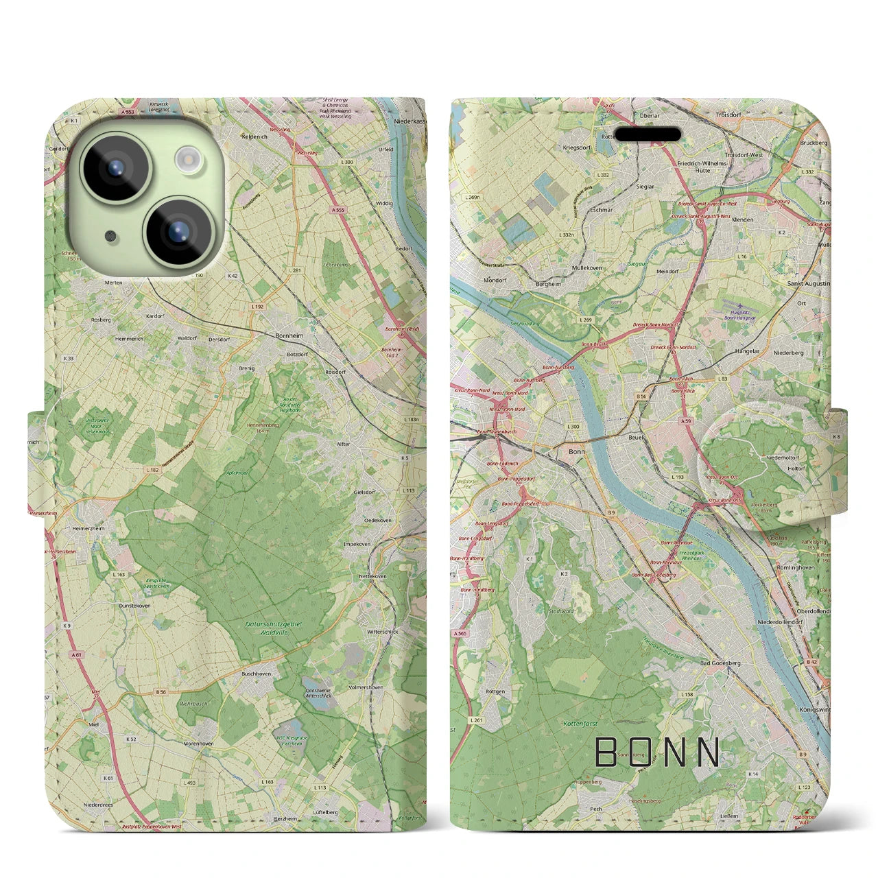 【ボン(ドイツ)】地図柄iPhoneケース(手帳タイプ)