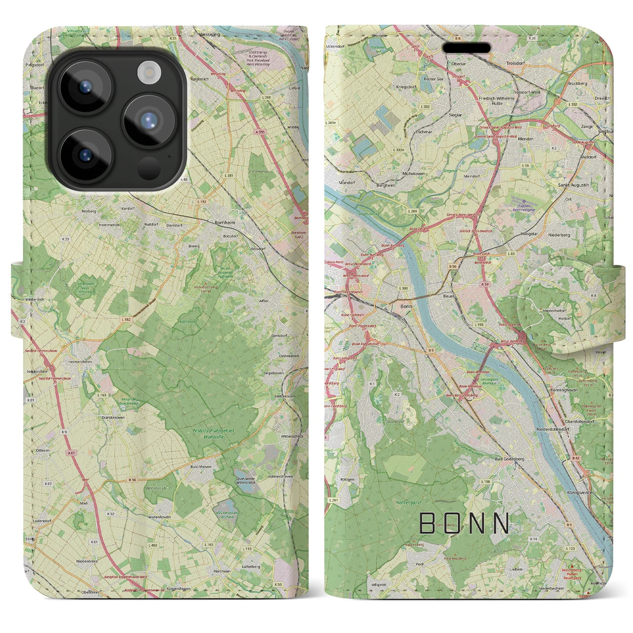 【ボン(ドイツ)】地図柄iPhoneケース(手帳タイプ)