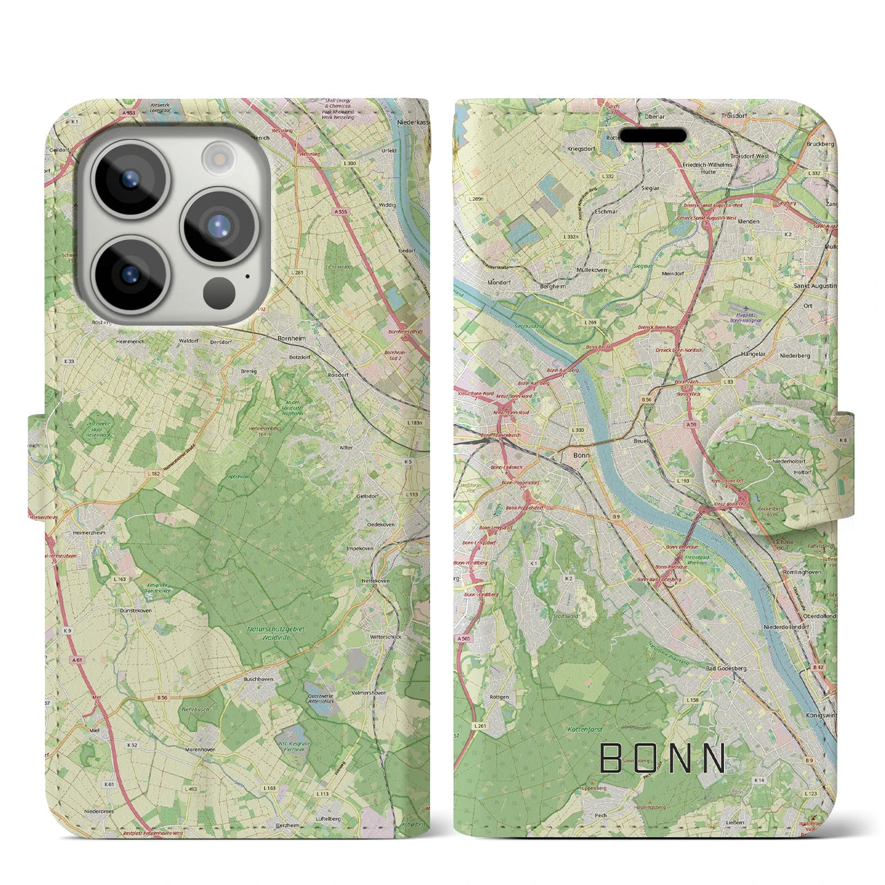 【ボン(ドイツ)】地図柄iPhoneケース(手帳タイプ)