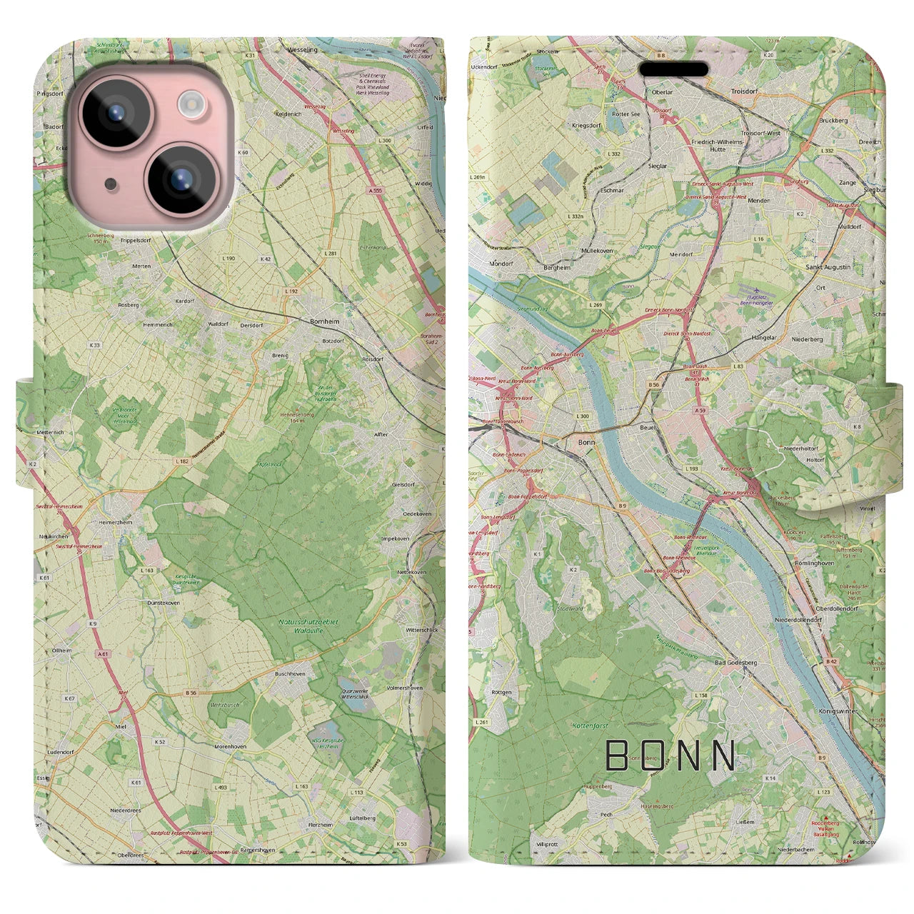 【ボン(ドイツ)】地図柄iPhoneケース(手帳タイプ)