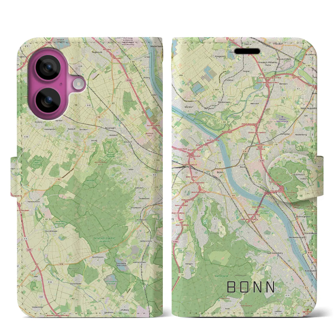 【ボン(ドイツ)】地図柄iPhoneケース(手帳タイプ)