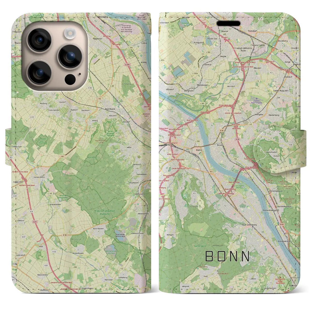 【ボン(ドイツ)】地図柄iPhoneケース(手帳タイプ)