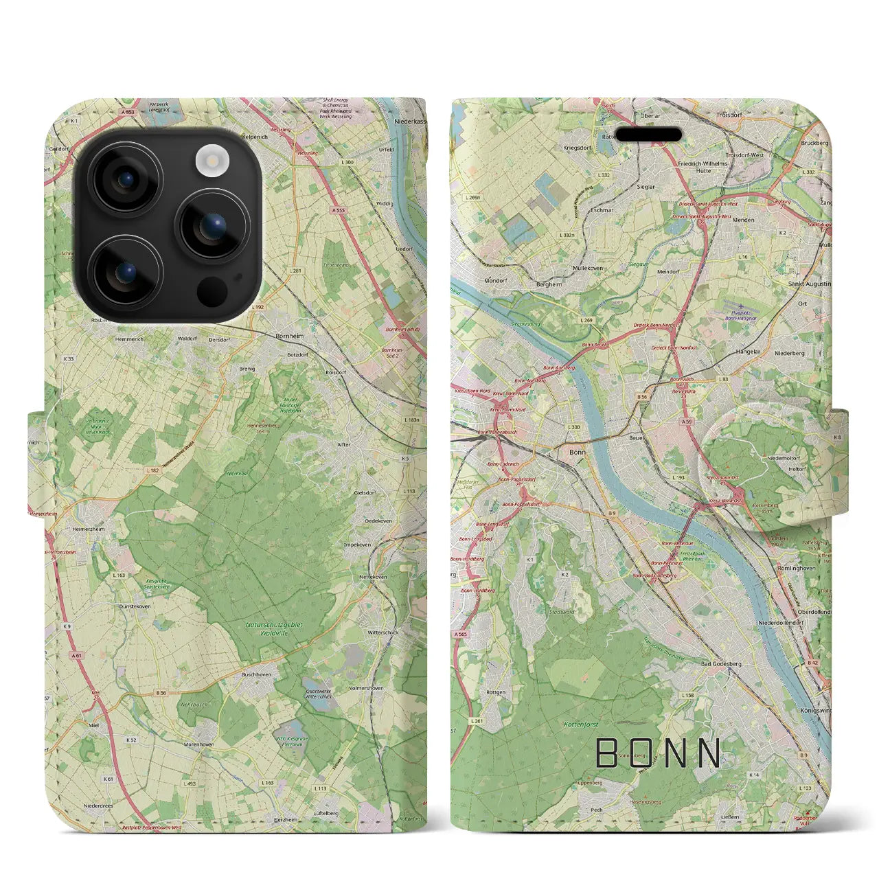 【ボン(ドイツ)】地図柄iPhoneケース(手帳タイプ)