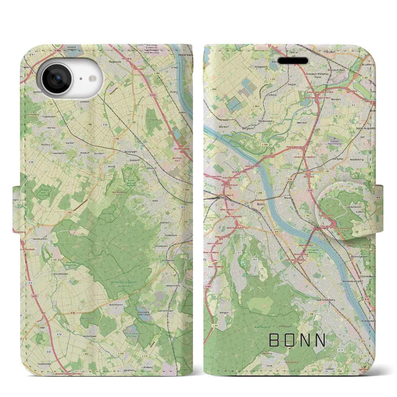 【ボン(ドイツ)】地図柄iPhoneケース(手帳タイプ)