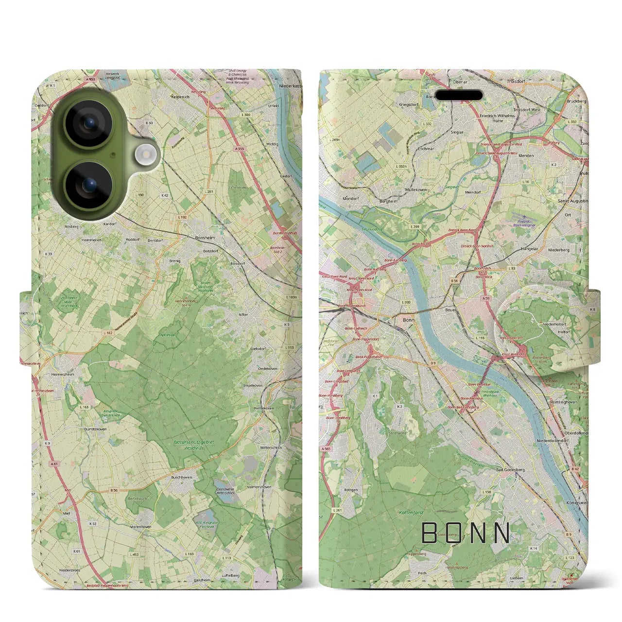 【ボン(ドイツ)】地図柄iPhoneケース(手帳タイプ)