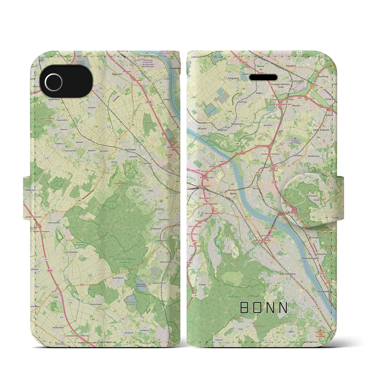 【ボン(ドイツ)】地図柄iPhoneケース(手帳タイプ)