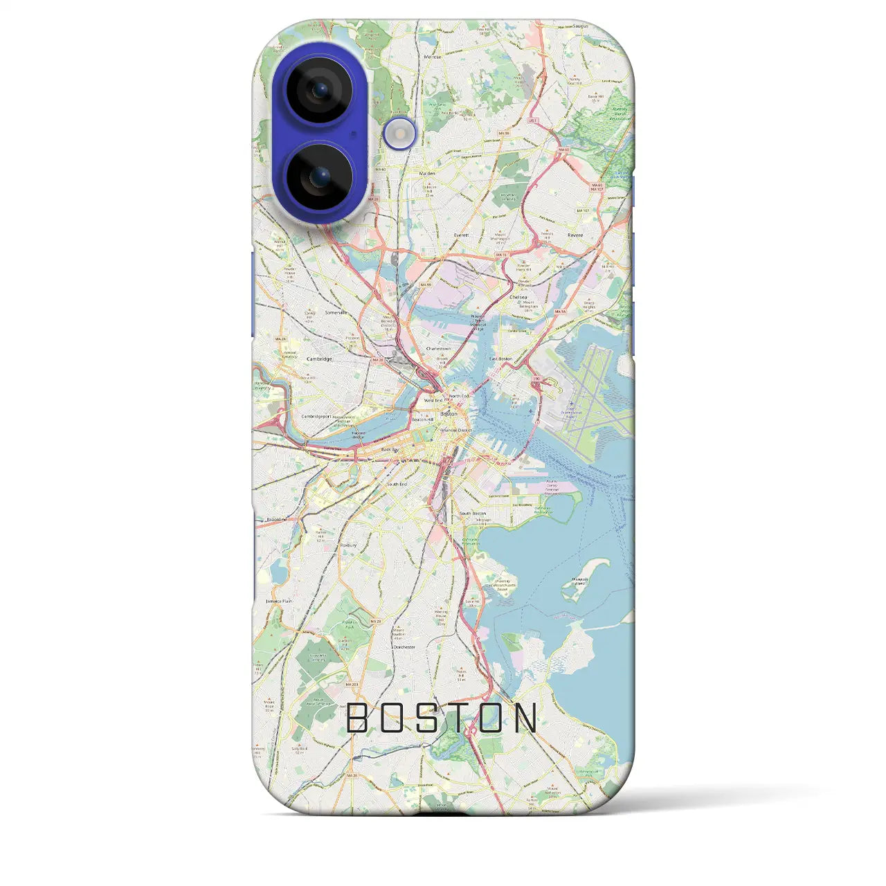【ボストン(アメリカ)】地図柄iPhoneケース(バックカバータイプ)ブラック・iPhone 16 Pro Max 用