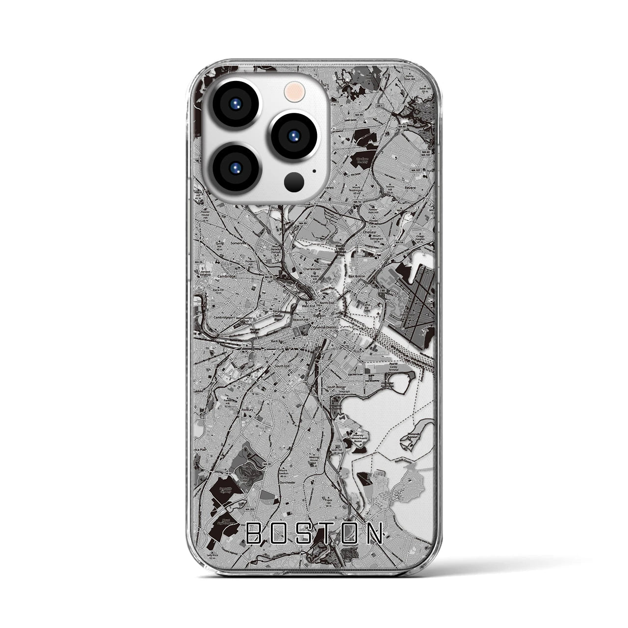 【ボストン(アメリカ)】地図柄iPhoneケース(クリアタイプ)