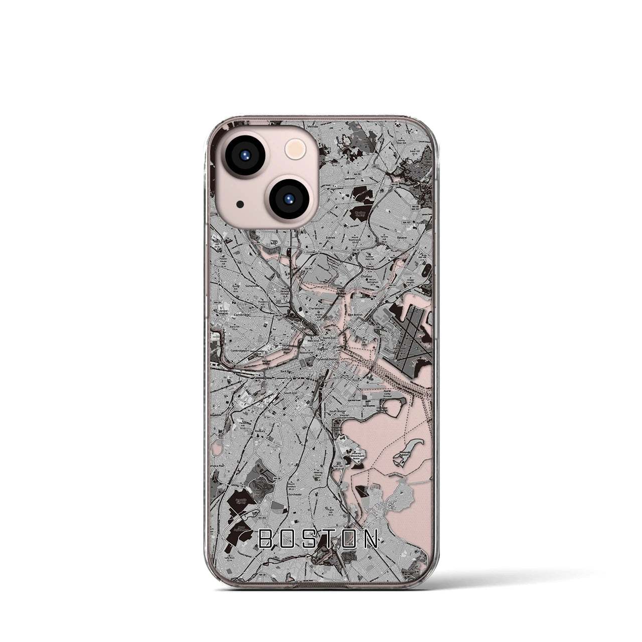 【ボストン(アメリカ)】地図柄iPhoneケース(クリアタイプ)
