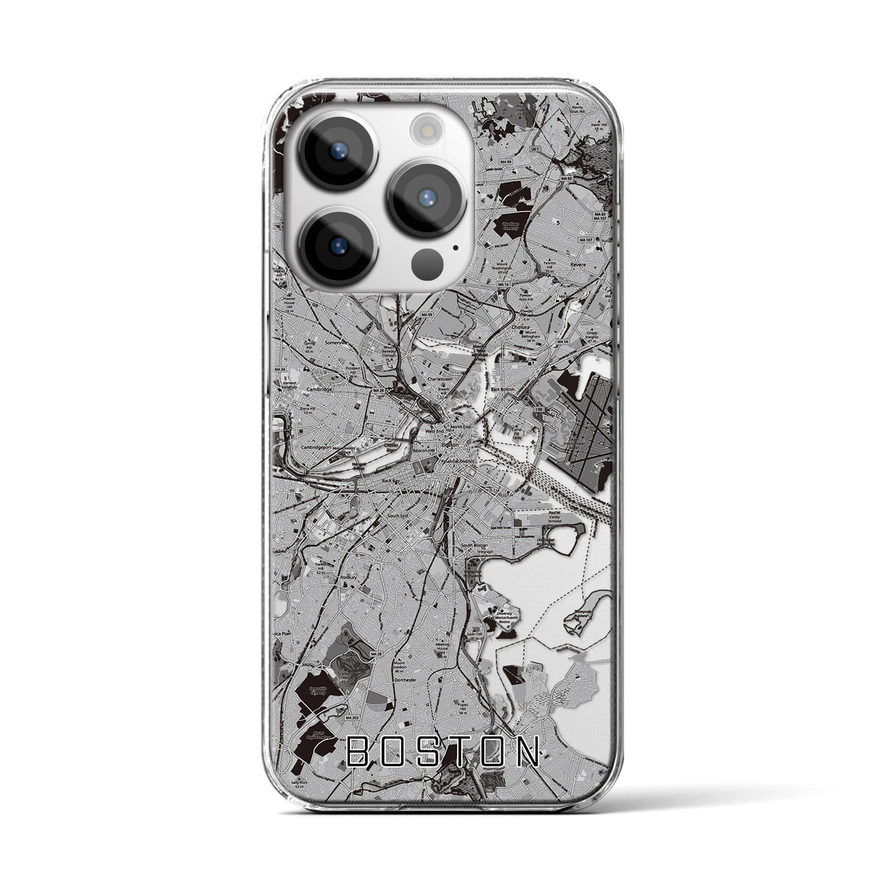 【ボストン(アメリカ)】地図柄iPhoneケース(クリアタイプ)