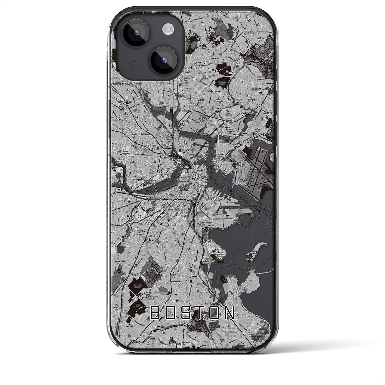 【ボストン(アメリカ)】地図柄iPhoneケース(クリアタイプ)