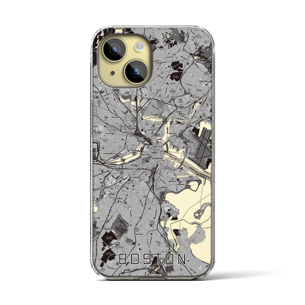 【ボストン(アメリカ)】地図柄iPhoneケース(クリアタイプ)