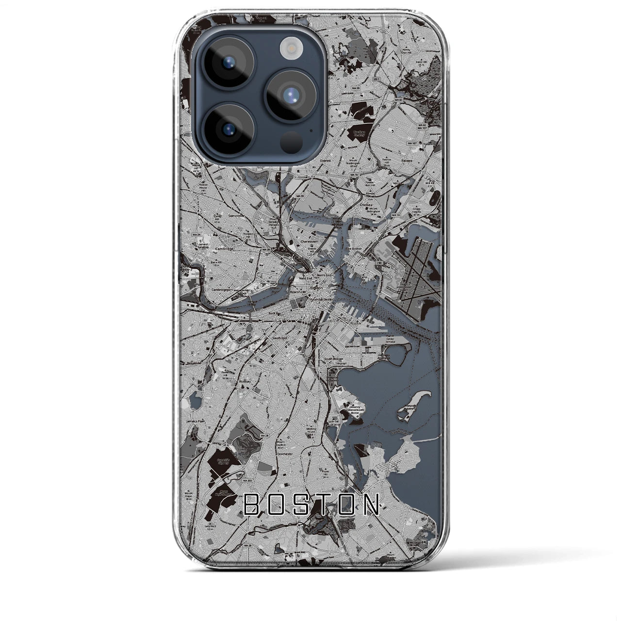 【ボストン(アメリカ)】地図柄iPhoneケース(クリアタイプ)