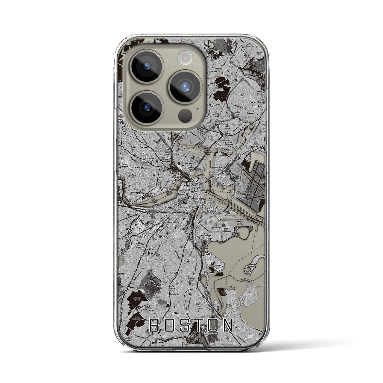 【ボストン(アメリカ)】地図柄iPhoneケース(クリアタイプ)