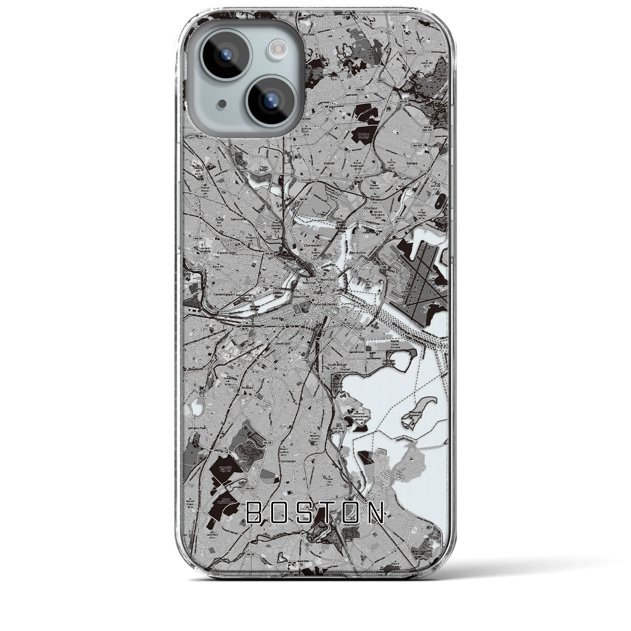 【ボストン(アメリカ)】地図柄iPhoneケース(クリアタイプ)