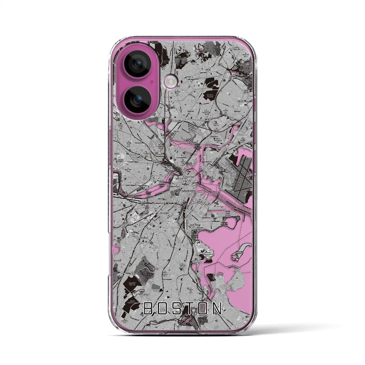 【ボストン(アメリカ)】地図柄iPhoneケース(クリアタイプ)