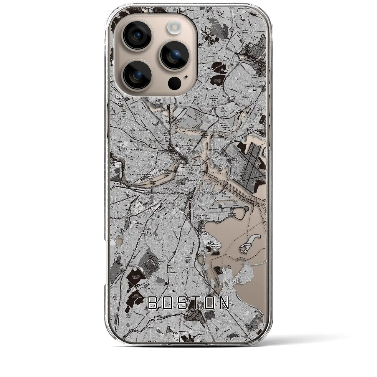 【ボストン(アメリカ)】地図柄iPhoneケース(クリアタイプ)