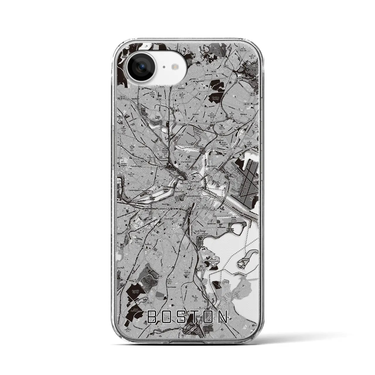 【ボストン(アメリカ)】地図柄iPhoneケース(クリアタイプ)