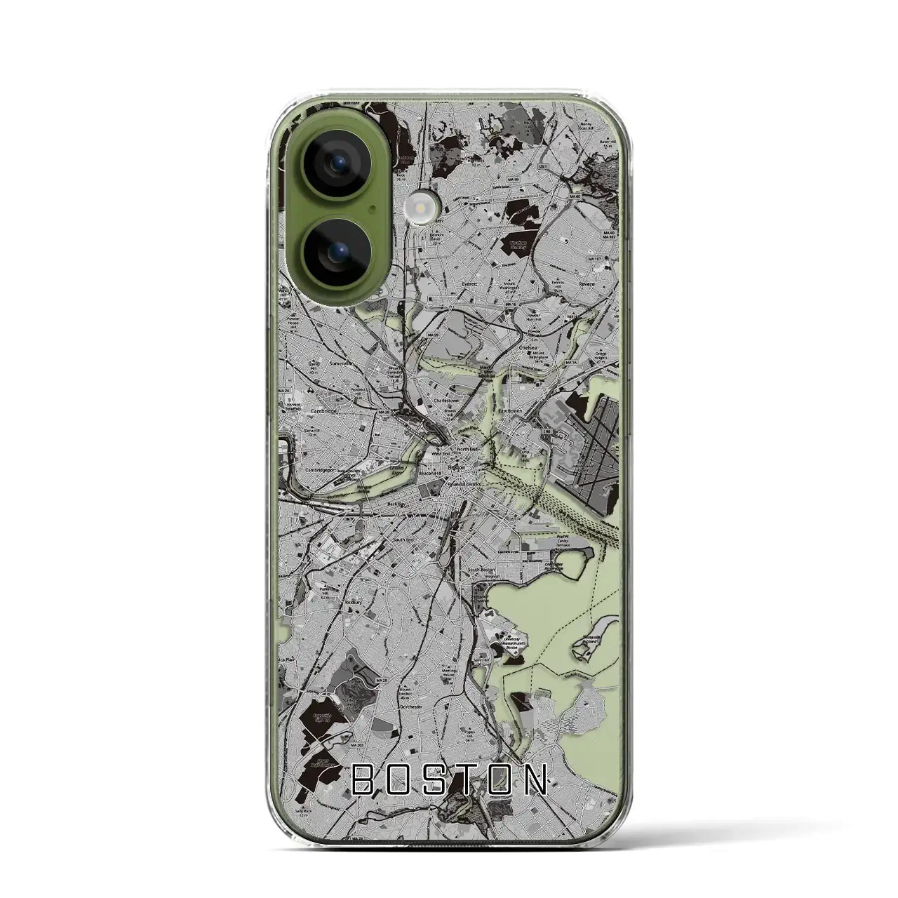 【ボストン(アメリカ)】地図柄iPhoneケース(クリアタイプ)