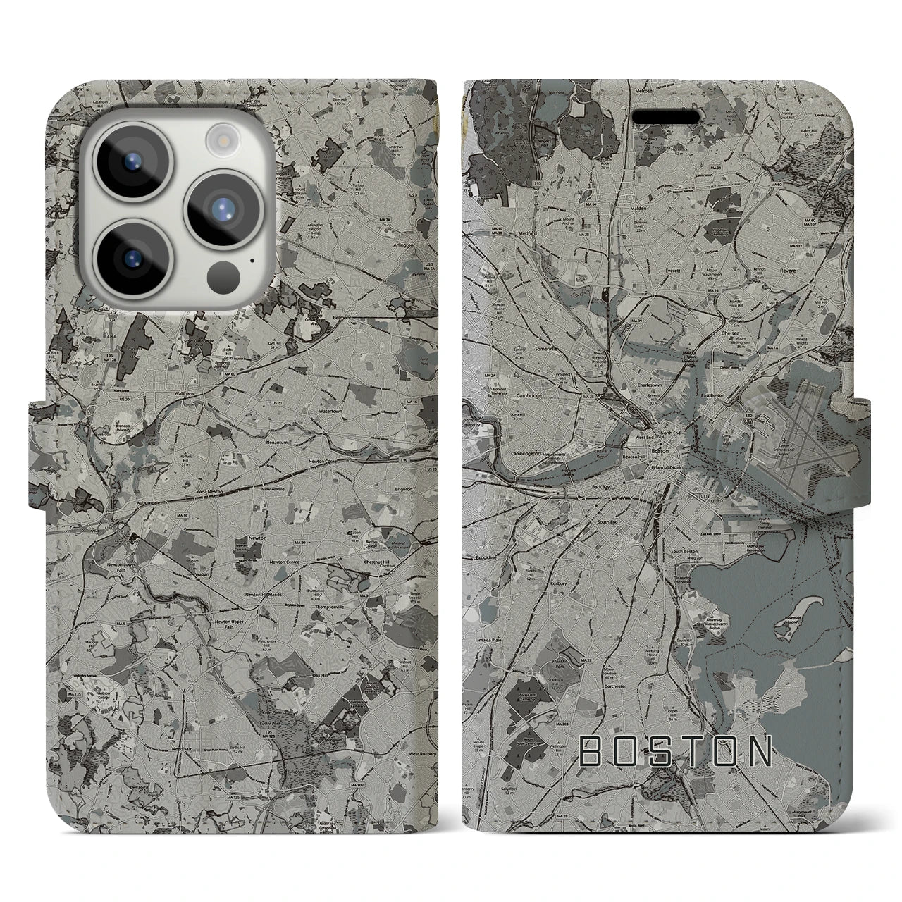 【ボストン(アメリカ)】地図柄iPhoneケース(手帳タイプ)